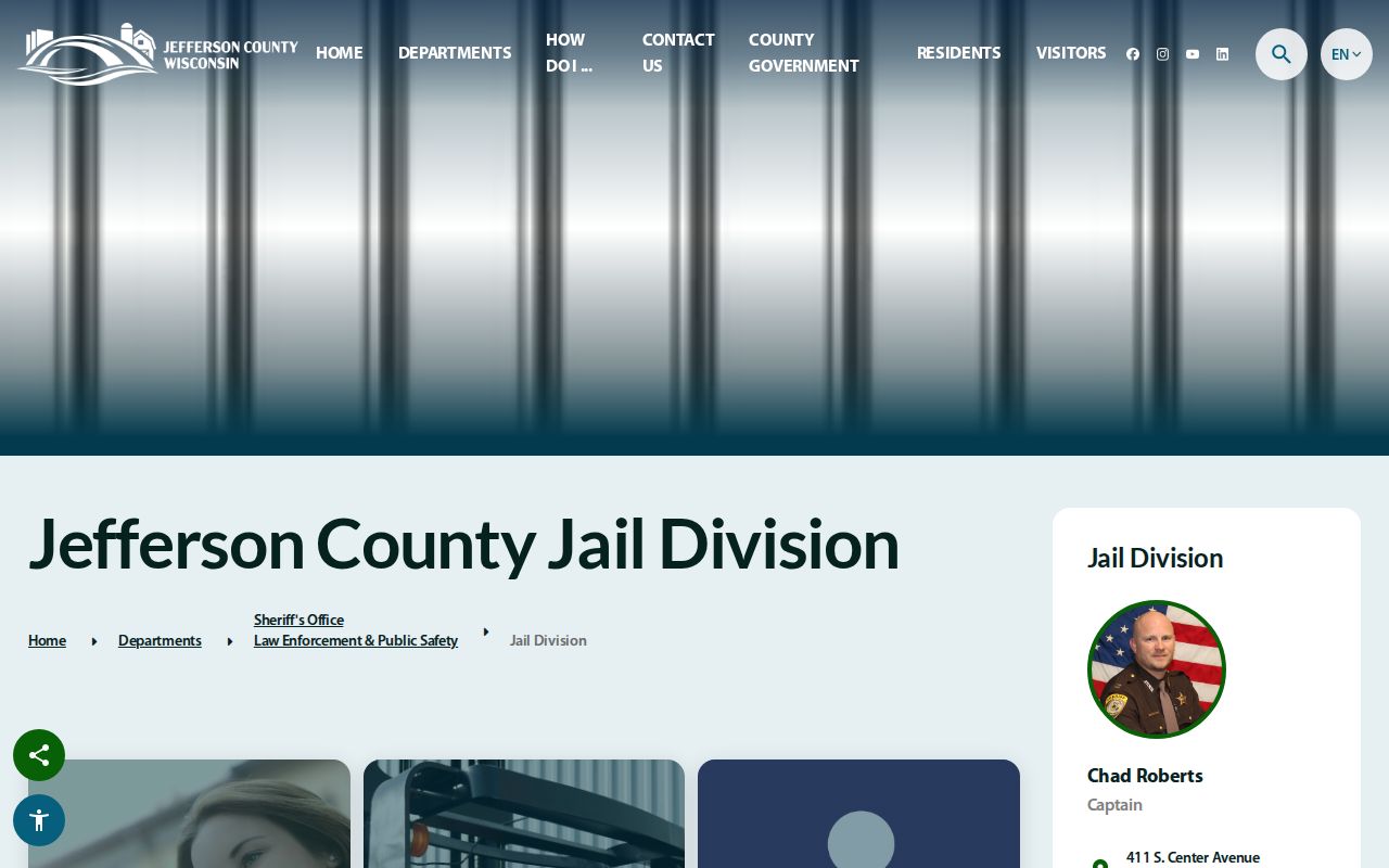 Jefferson County Jail booking and custody-record contact page