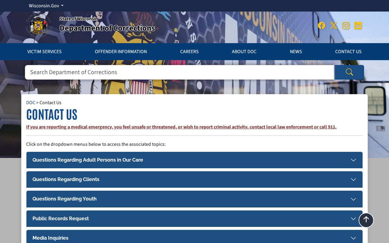 Jefferson County state-prison record request through Wisconsin DOC