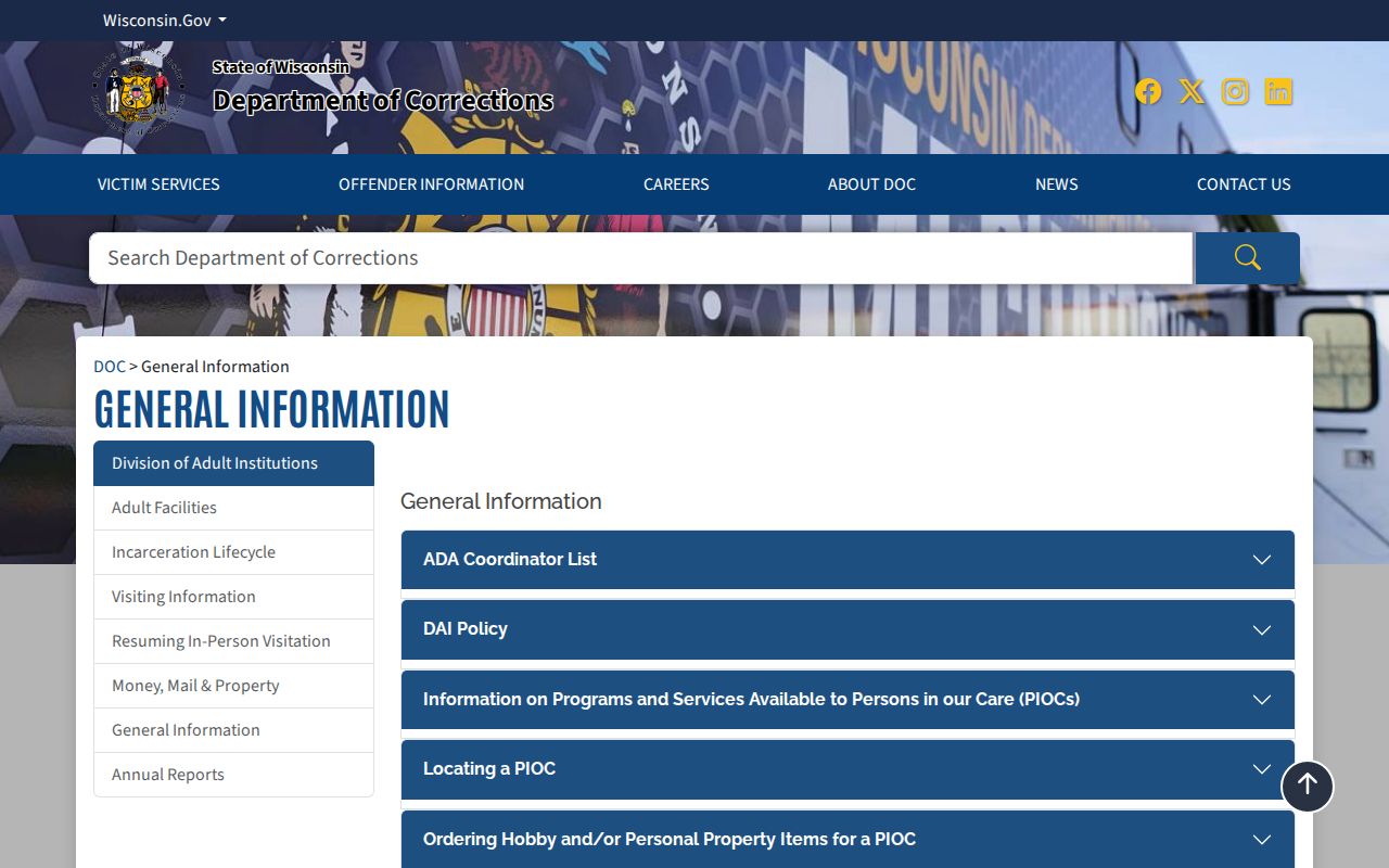 Jefferson County state-prison custody information from Wisconsin DOC